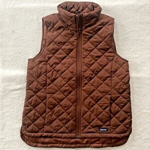 New Lands End Quilted Vest Womens Brown Small 6-8 Side Pockets Minimalist